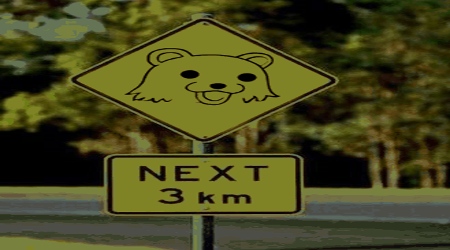 Pedobear warning road sign