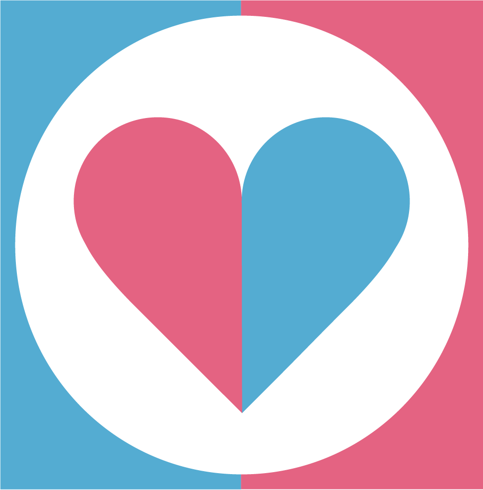 MAP Support Club logo, a heart with the left half red and the right half blue set against a white circle.