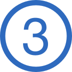 The number 3 in blue font, enclosed in a blue circle outline.